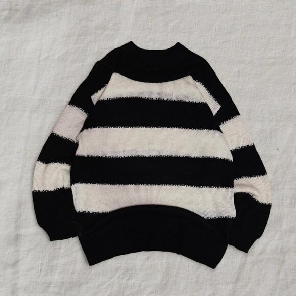 Striped Y2k Grunge Knitted Pullover Jumper - Picture 2 of 3